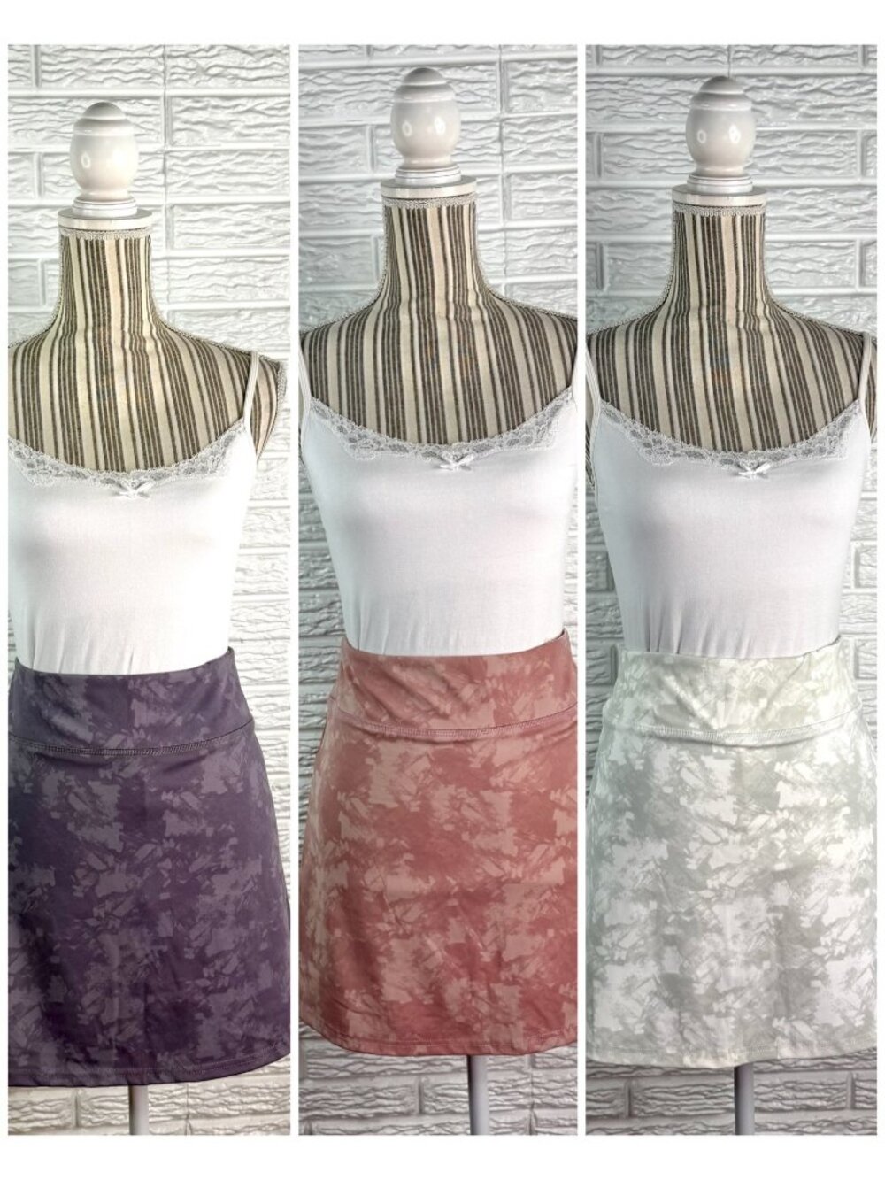 Bundle Three Abstract Print Athletic Skorts Purple Pink White/Grey Extra Large